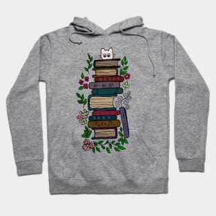 BOOKISH CAT AND FLOWERS Hoodie